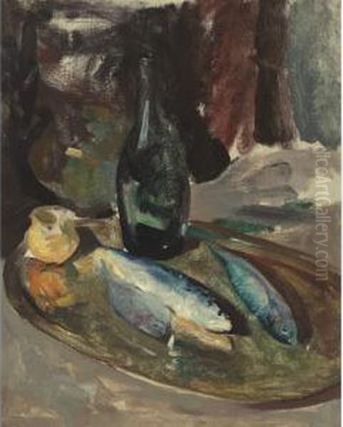 Still Life With Fish And Bottle Oil Painting by Charles Hawthorne