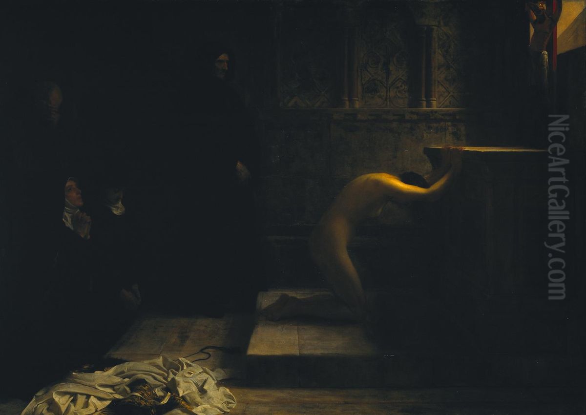 St Elizabeth of Hungary's Great Act of Renunciation Oil Painting by Philip Hermogenes Calderon