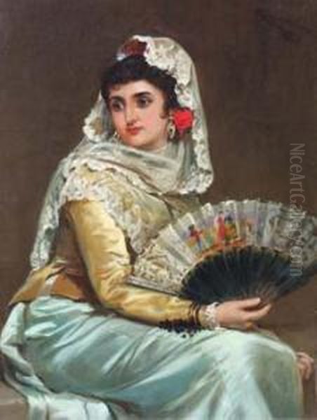 Seated Spanish Beauty Oil Painting by John Haynes-Williams
