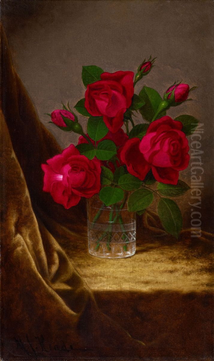 Jacqueminot Roses Oil Painting by Martin Johnson Heade