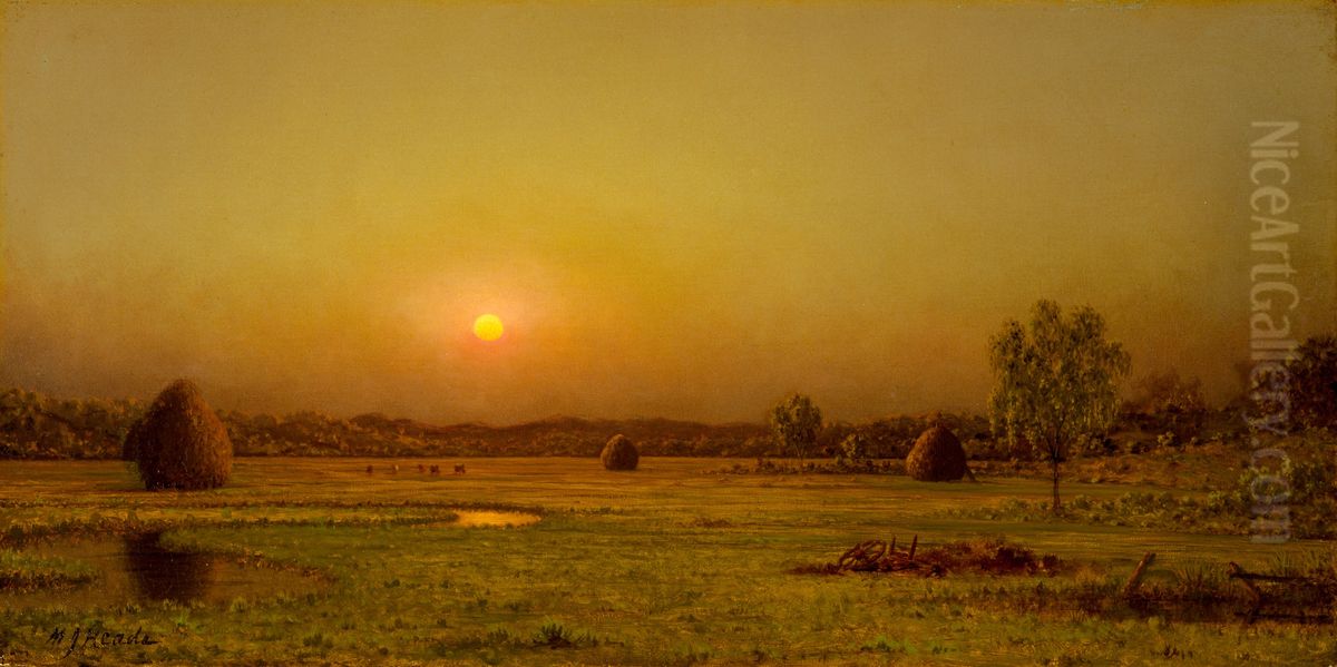 Marsh Sunset, Newburyport, Massachusetts Oil Painting by Martin Johnson Heade