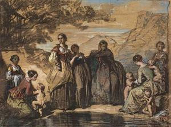 Badefreuden Oil Painting by Ernest Hebert