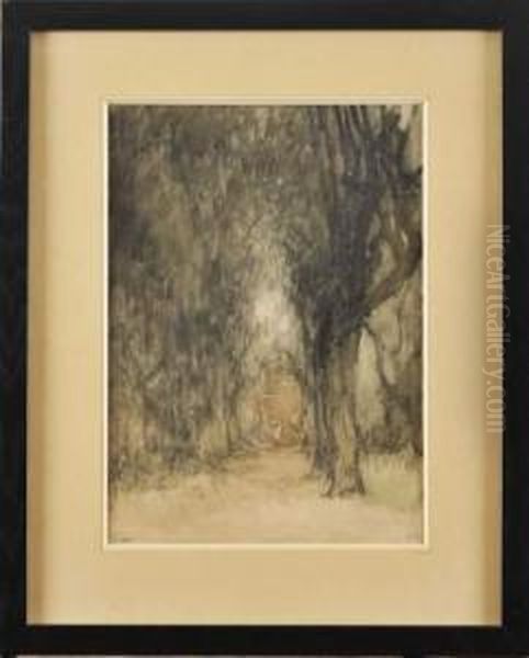 Une Allee D'arbres Oil Painting by Ernest Hebert