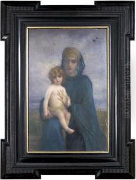 Vierge A L'enfant Oil Painting by Ernest Hebert