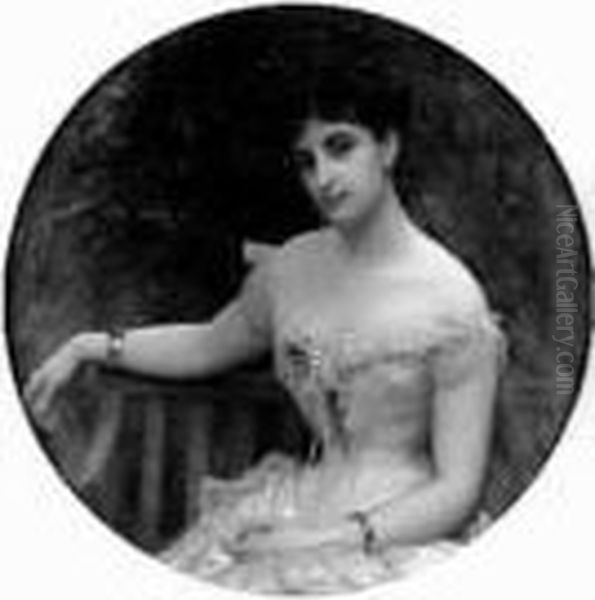 Portrait De Femme Au Collier De Perles Oil Painting by Ernest Hebert