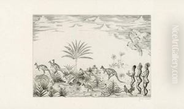 Atlas. Poeme D'andre Suares, Grave Au Burin Par Joseph Hecht. 1928 Oil Painting by Joseph Hecht