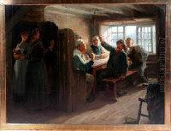 Chalking Up The Score Oil Painting by Ralph Hedley