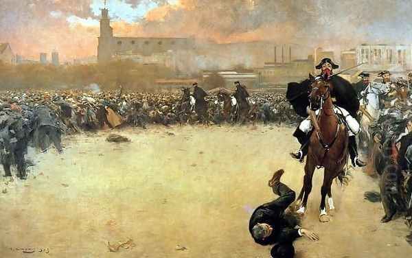 La carga Oil Painting by Ramon Casas