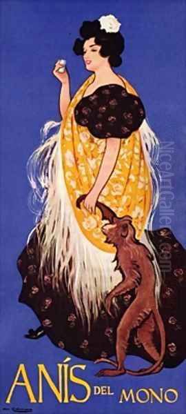 Poster advertising Anis del Mono Oil Painting by Ramon Casas
