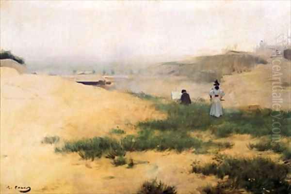 Landscape with Figures Oil Painting by Ramon Casas