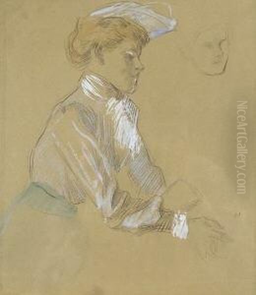 Studie Einer Sitzenden
 Dame. Oil Painting by Ferdinand Heilbuth