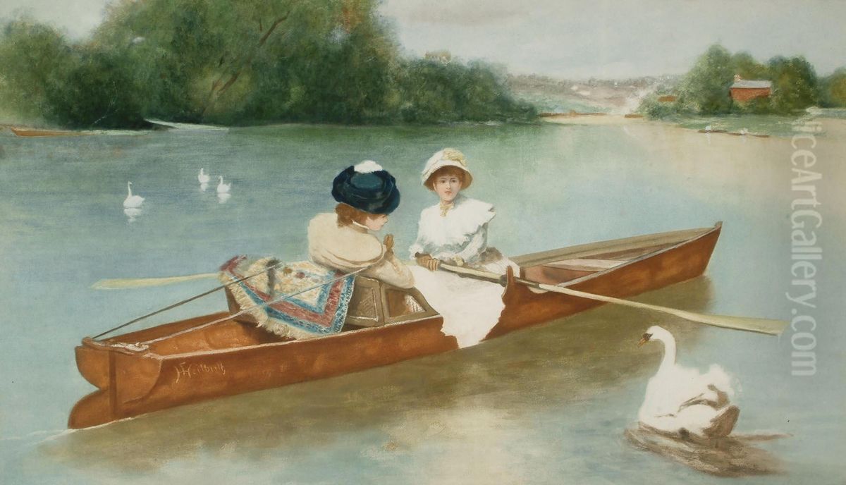 An Inquisitive Swan Oil Painting by Ferdinand Heilbuth