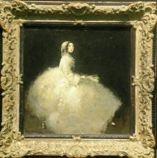 At The Ball In White Oil Painting by Walter Heimig