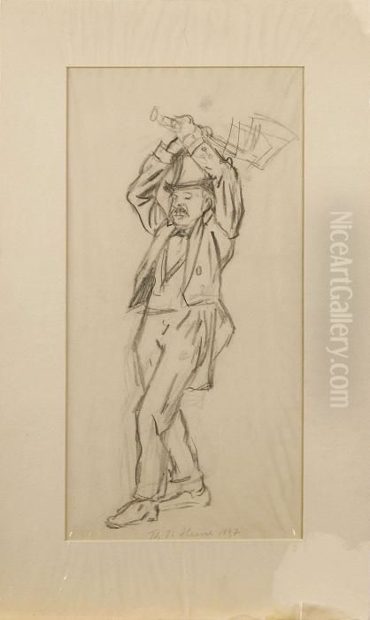 Man Med Yxa Oil Painting by Thomas Theodor Heine