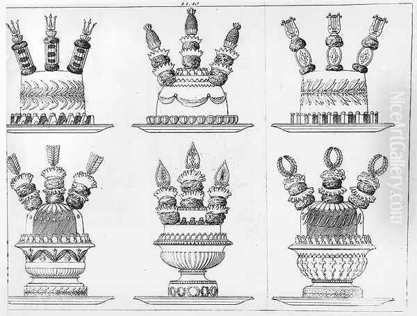 Designs for food decoration from 'Le Cuisinier parisien', 1842 Oil Painting by Marie Antoine Careme