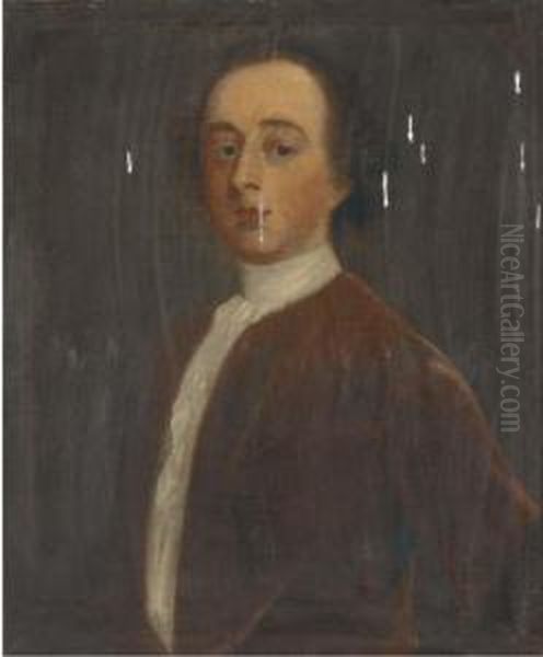 Portrait Of A Gentleman, 
Traditionally Identified As Lord Weymouth,bust-length, In A Brown Coat 
And White Stock Oil Painting by John Theodore Sen Heins