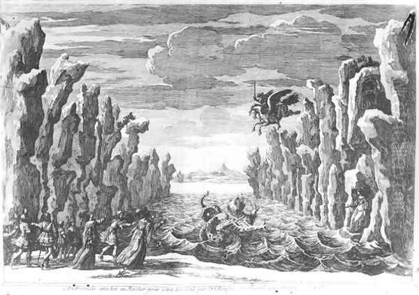 Set design by Torelli for 'Andromede' Oil Painting by Francois Chauveau