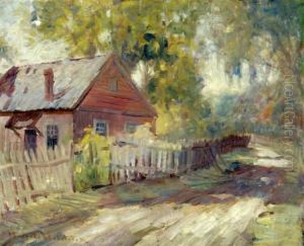 Village Street, Covington, Louisiana Oil Painting by Knute Heldner