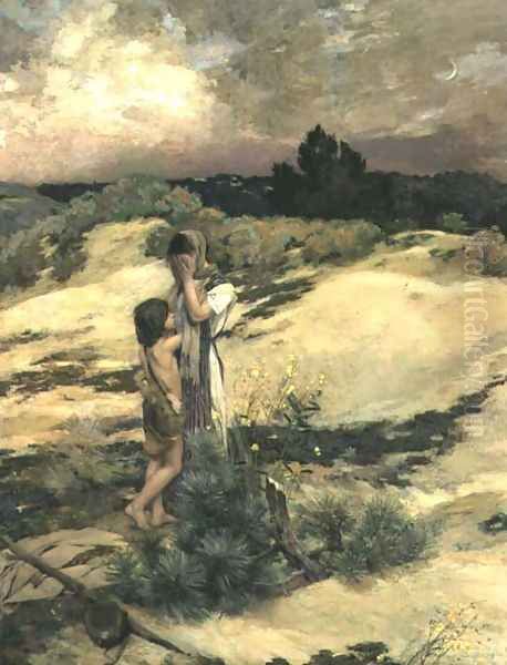 Hagar and Ishmael Oil Painting by Jean-Charles Cazin