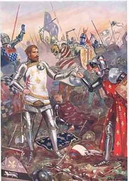 The Surrender of John II of France at the Battle of Poitiers Oil Painting by John Cameron