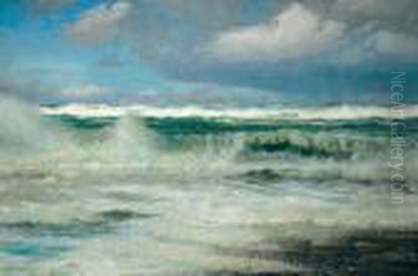 Meeresbrandung Oil Painting by Viggo Helsted