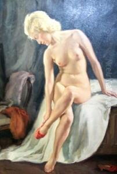 Weiblicher Akt. Unten Links 
Signiert Und Datiert Hempfling 1941 Ol Auf Leinwand. 100 X 71 Cm Oil Painting by Wilhelm Hempfing