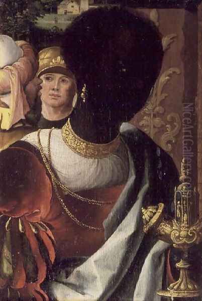 The Negro King Balthazar, (probably from the Adoration of the Magi in the Munich Alte Pinakothek), (triptych-panel) Oil Painting by Pieter Coecke Van Aelst