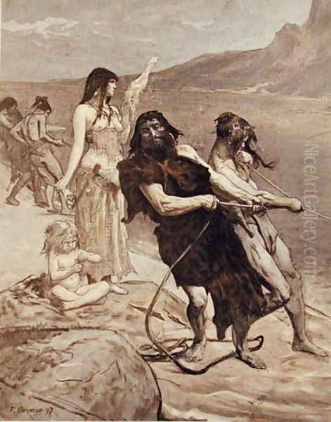 Lakeside Fishing 1897 Oil Painting by Fernand-Anne Piestre Cormon