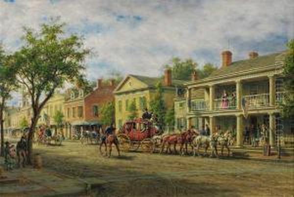''main St., Johnstown Oil Painting by Edward Lamson Henry