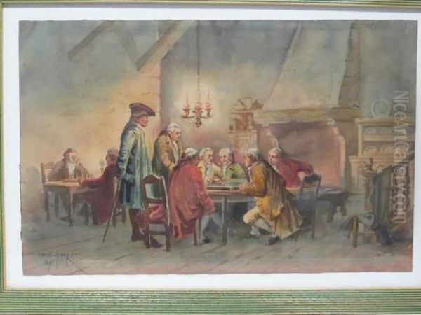 Jeu De Des Oil Painting by Emile Henry