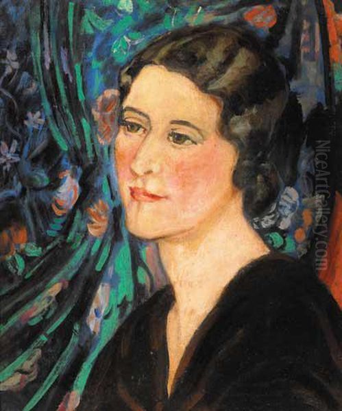 Head Of A Woman Oil Painting by Grace Henry