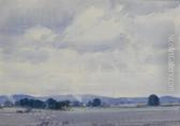 Sheep Country Victoria Oil Painting by Harold Brocklebank Herbert