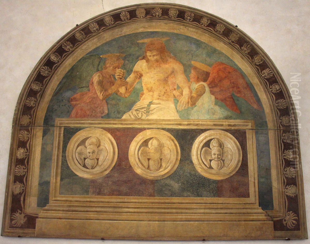 Christ in the Sepulchre with Two Angels Oil Painting by Andrea Del Castagno