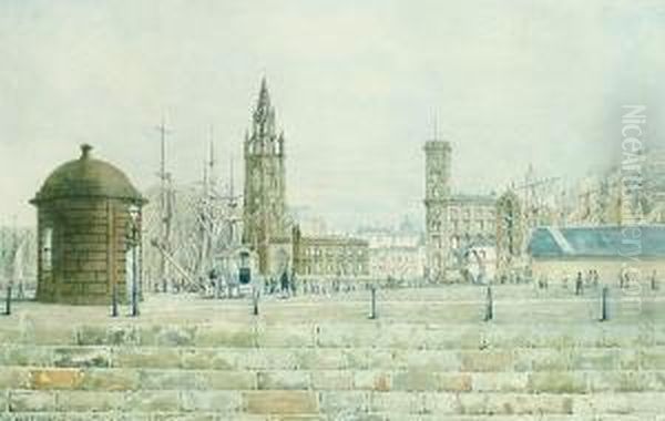 Liverpool Docks, With St Nicholas' Church And The Semaphore Tower Oil Painting by William Gavin Herdman
