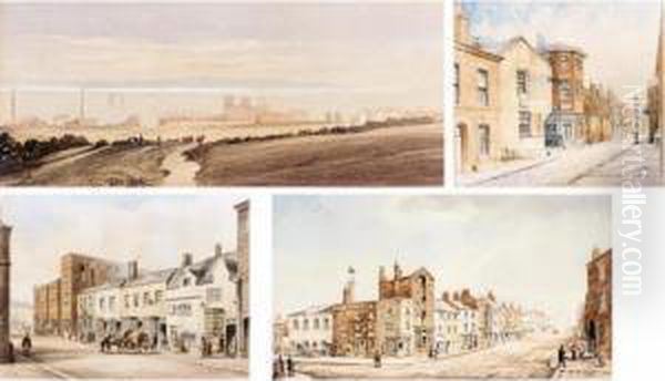 Bootle Church, Liverpool; Shaw's
 Brow Looking East, Liverpool; View From The Corner Of Sparling Street 
(st Domingo Road) Looking Towards Everton Church, Liverpool; Lord Street
 South Side, Liverpool Oil Painting by William Gavin Herdman