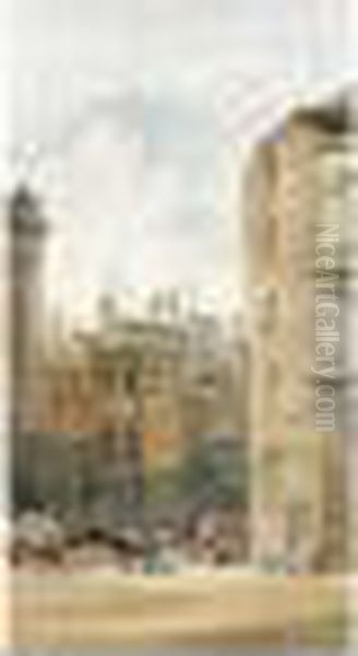 A Street Scene, Liverpool Oil Painting by William Gavin Herdman