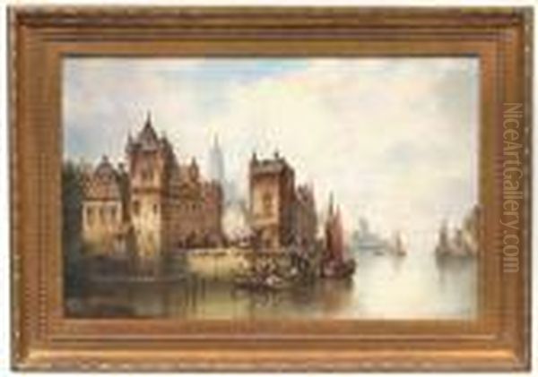 View Of Den Haag In The 
Netherlands. Oil/canvas/canvas, Signed And Dated 