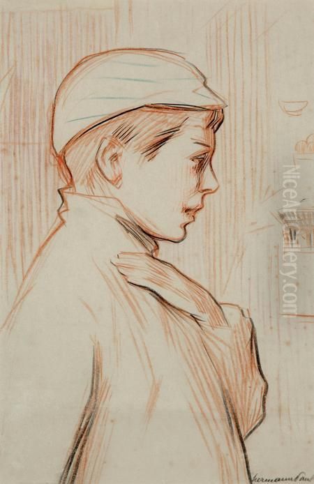 Portrait De Jeune Garcon De Profil Oil Painting by Rene Georges Hermann-Paul