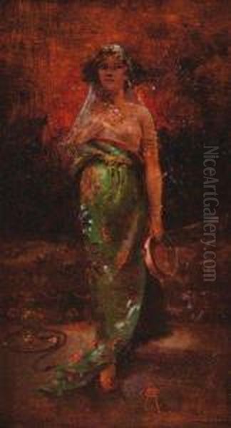 Orientale Au Tambourin Oil Painting by Charles Hermans