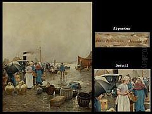 Markttreiben An Einem
Hollandischen Hafen Oil Painting by Hans Herrmann
