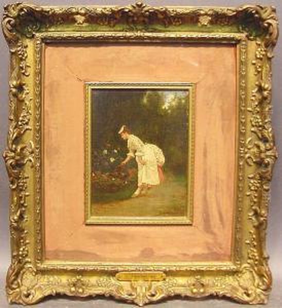 Watering Flowers
Bears Signature Oil Painting by Leo Herrmann