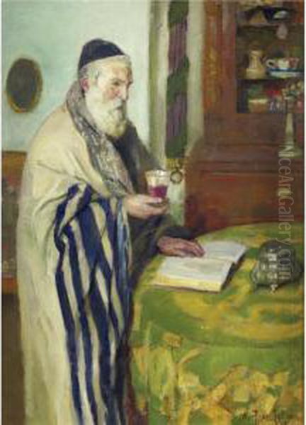 Kiddush On Sukkot Oil Painting by Otto John Herschel