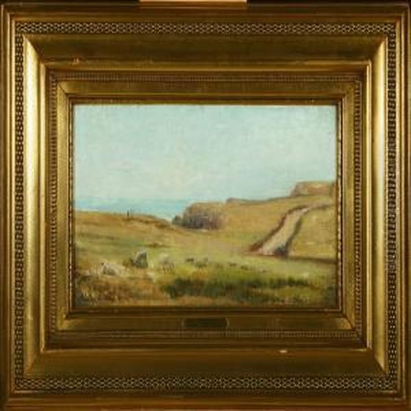 Landscape With Grazing Sheep Oil Painting by Oscar Herschend