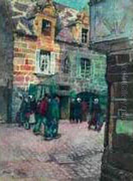 Rue Animee A Audienne. Oil Painting by Jules Alfred Herve-Mathe