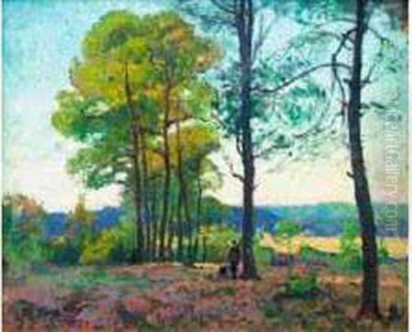 Chasseur En Foret De Loudon. Oil Painting by Jules Alfred Herve-Mathe