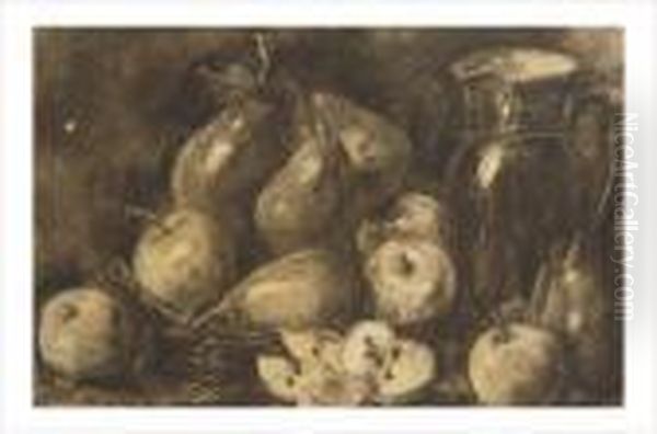 Nature Morte Aux Pommes Et Poires Oil Painting by Louise Hervieu