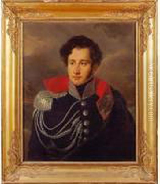 Portrait D'un Officier Oil Painting by Alexandre-Jean-Baptiste Hesse