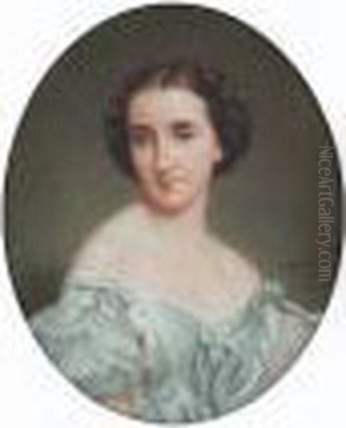 Buste De Jeune Femme En Blanc Oil Painting by Alexandre-Jean-Baptiste Hesse