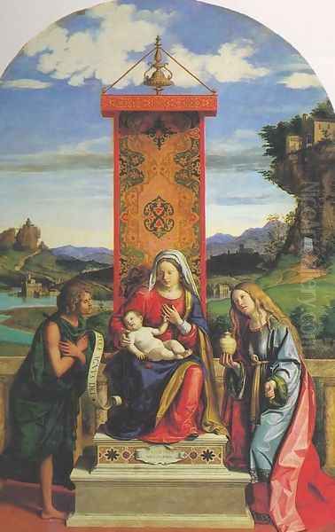 The Madonna and Child with St John the Baptist and Mary Magdalen 1510-15 Oil Painting by Giovanni Battista Cima da Conegliano