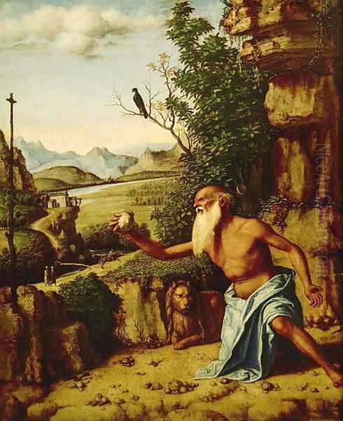 St.Jerome in a Landscape, c.1500-10 Oil Painting by Giovanni Battista Cima da Conegliano